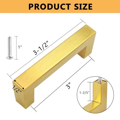 5 Pack Cabinet Pulls Door Handle Gold Kitchen Drawer Pulls Cupboard Dresser H...