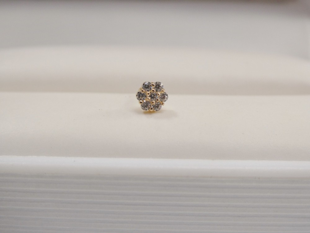 14K SOLID YELLOW GOLD FLOWER SHAPE NOSE STUD RING