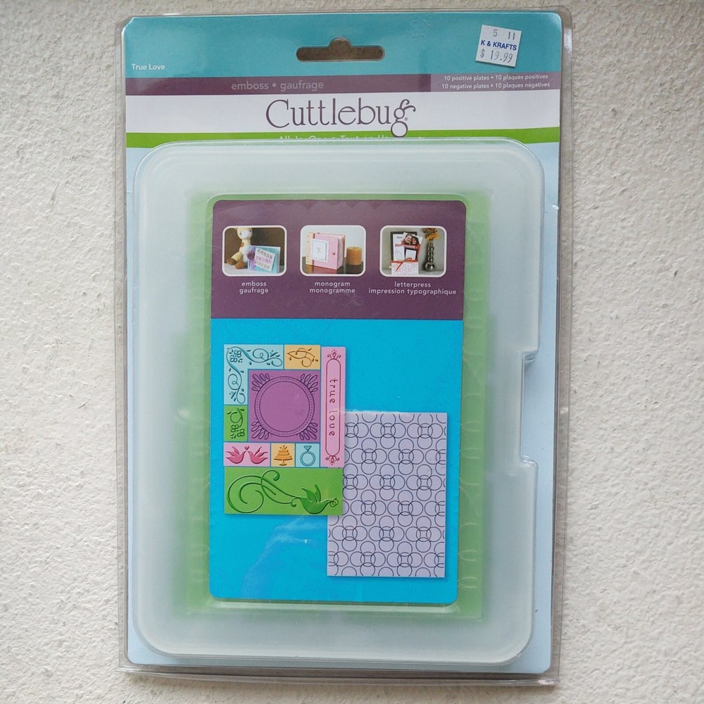 Cuttlebug Embossing Plates True Love All-In-1 System Card Kit Positive Negative