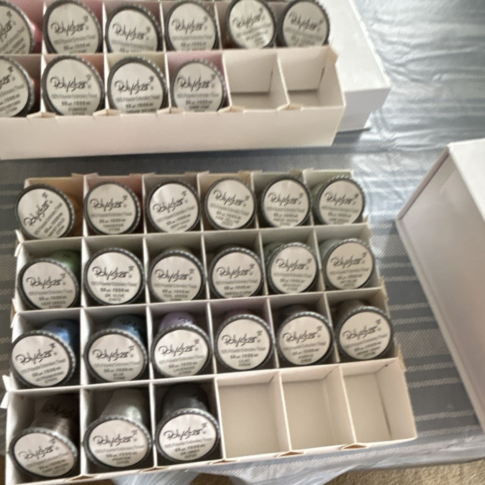Polystar Polyester Embroidery Thread Set 50s/1000m Assorted Colors - 43 spools