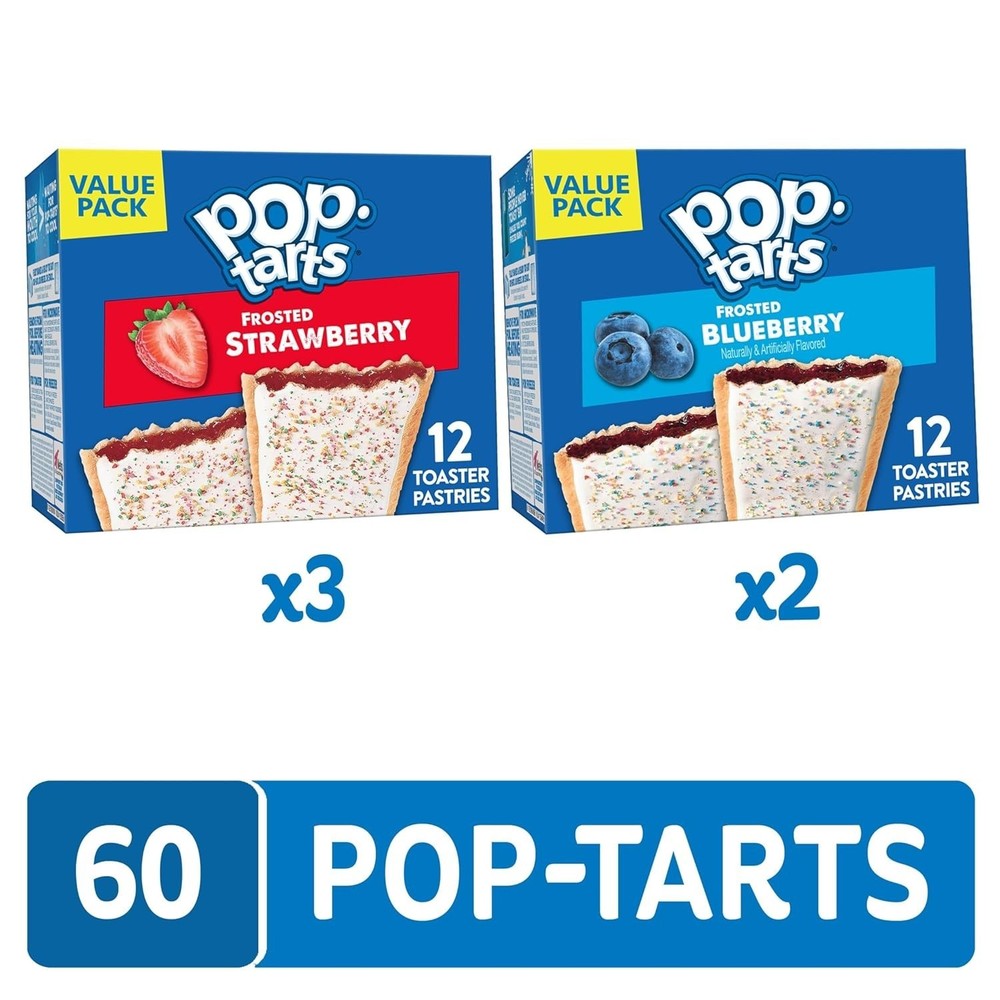 Toaster Pastries Assortment 60-Pack for Snacking