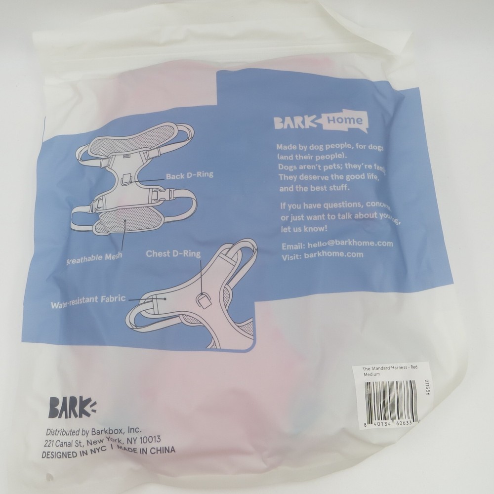 Barkbox Medium Red Dog Harness Bark Home Standard No Pull Adjustable 22"- 30"