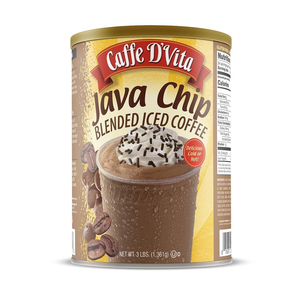 CAFFE D'vita Java Chip Latte Blended Iced Coffee 48 Oz Canister