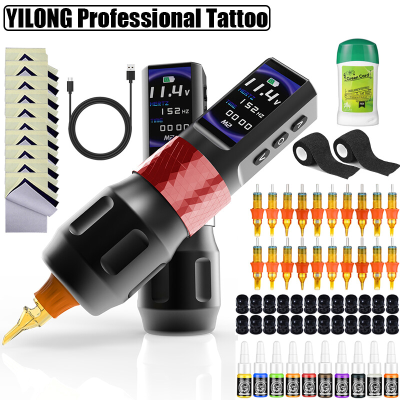 F6 Wireless Coreless Motor Tattoo Gun Makeup Pen Machine Complete Kit 2000mAh
