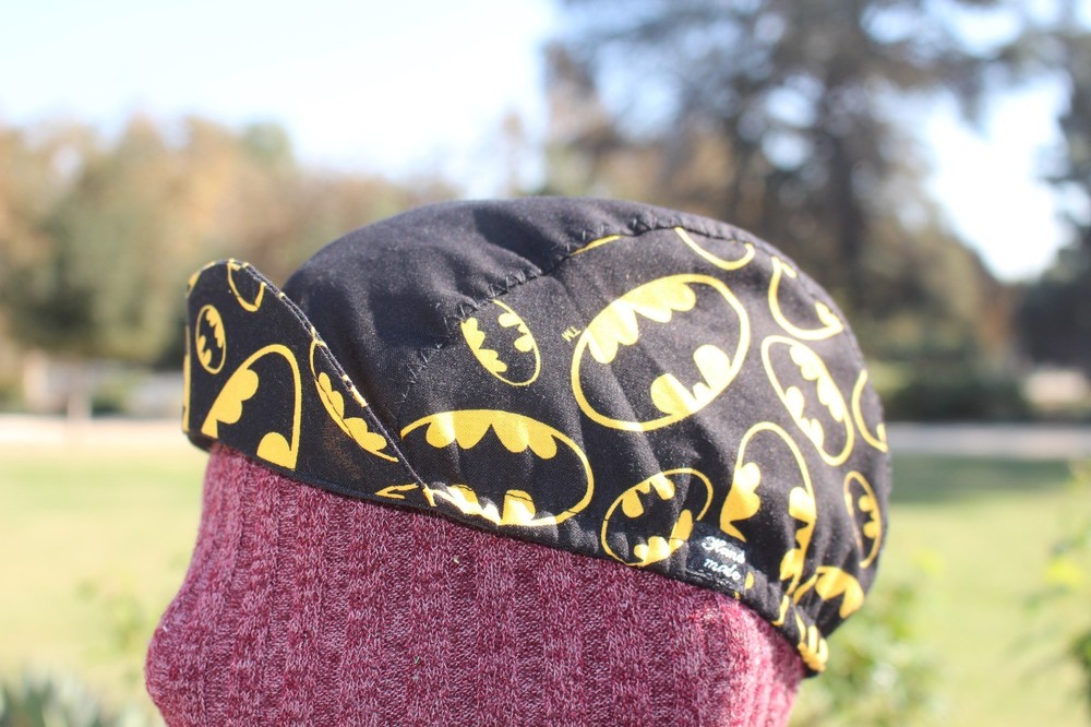 CYCLING CAP BATMAN LOGO 100% COTTON ONE SIZE & ANY SIZE HANDMADE
