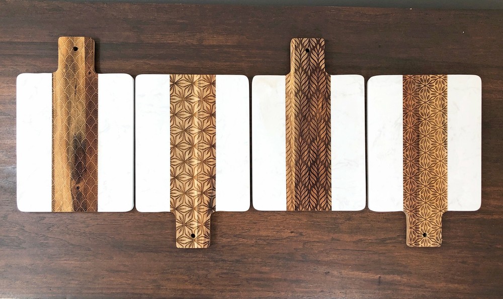 Marble and Acacia Charcuterie Board Pattern 3