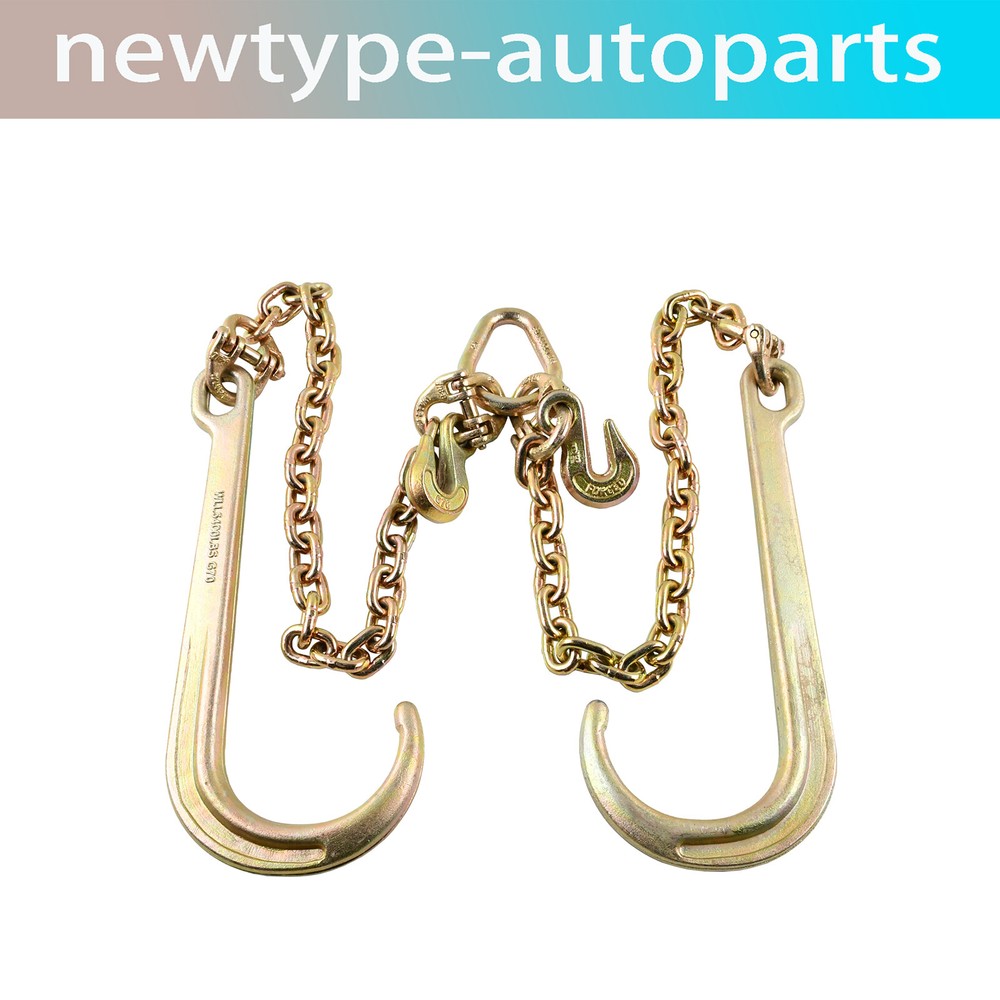 G70 5/16" X 2' Tow Chain J-Hooks V-Chain Flatbed Truck Rollback Wrecker Carrier
