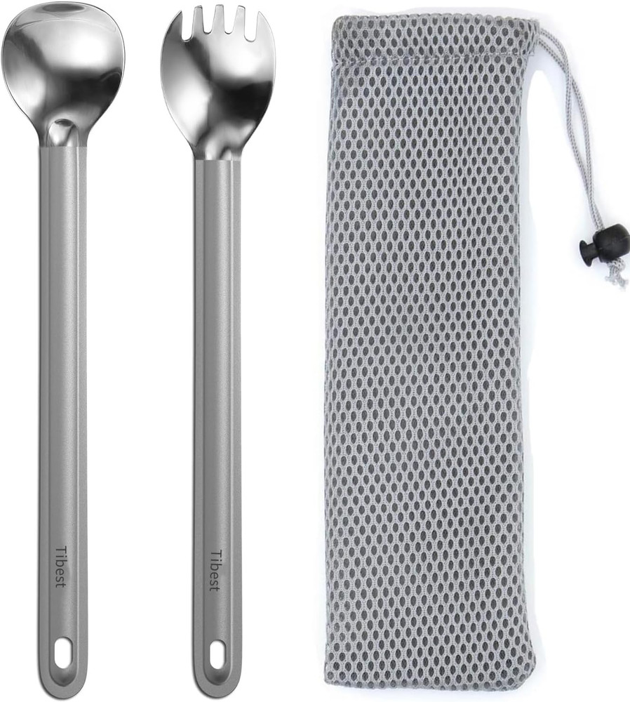 Titanium Spork Long Handle, Ultra Lightweight Camping Utensil for Backpacking Ca