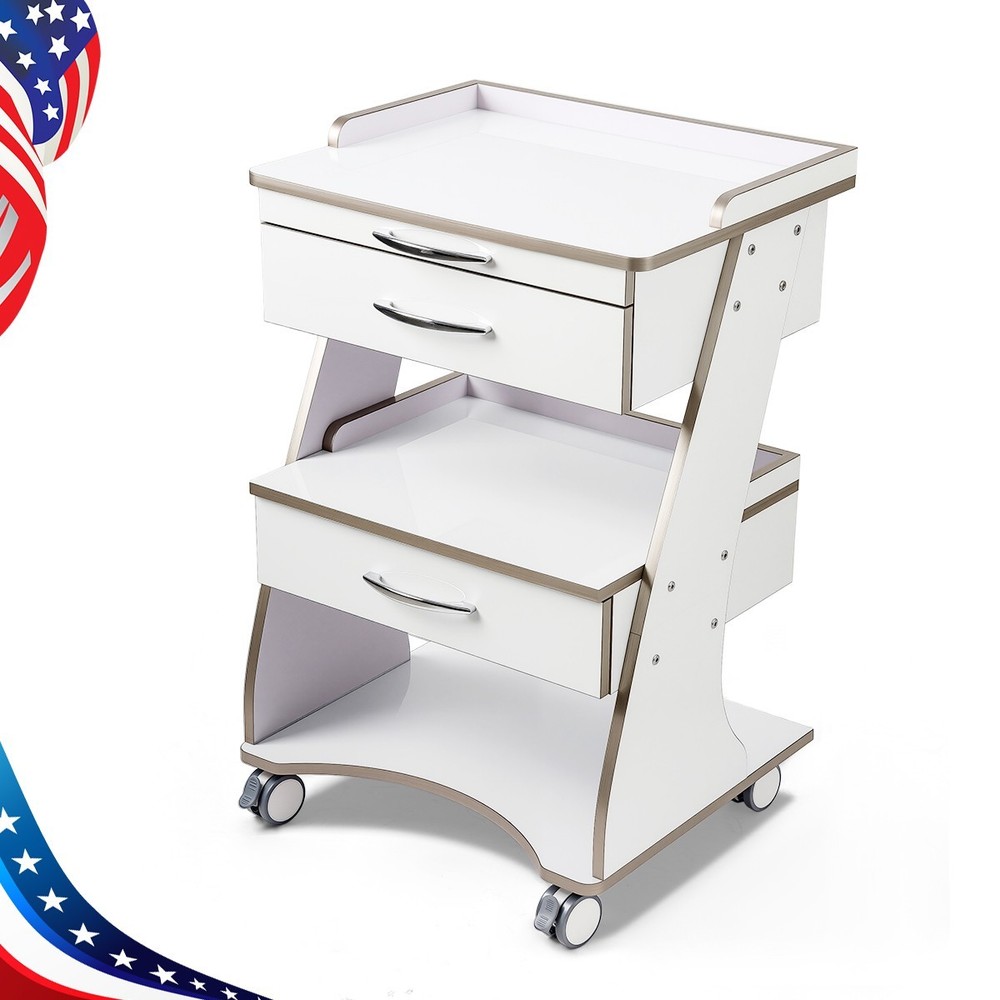 Dental Storage Cabinet Double-Drawer 3 Layer-Tier Cart Tools Socket High-Gloss