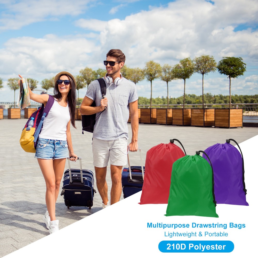 2Pcs 12"x9" Polyester Laundry Bag Travel with Drawstring Closure, Purple