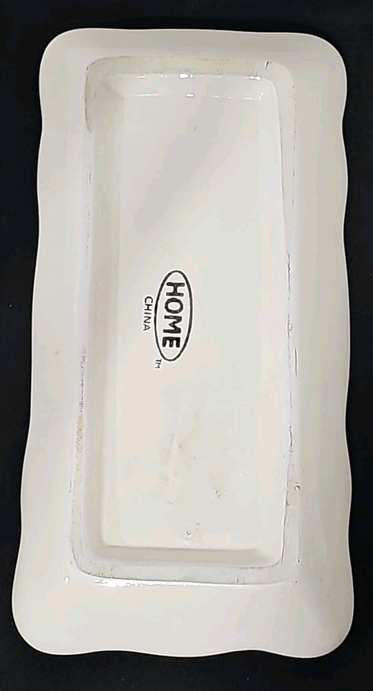 Home white floral embossed butter dish.