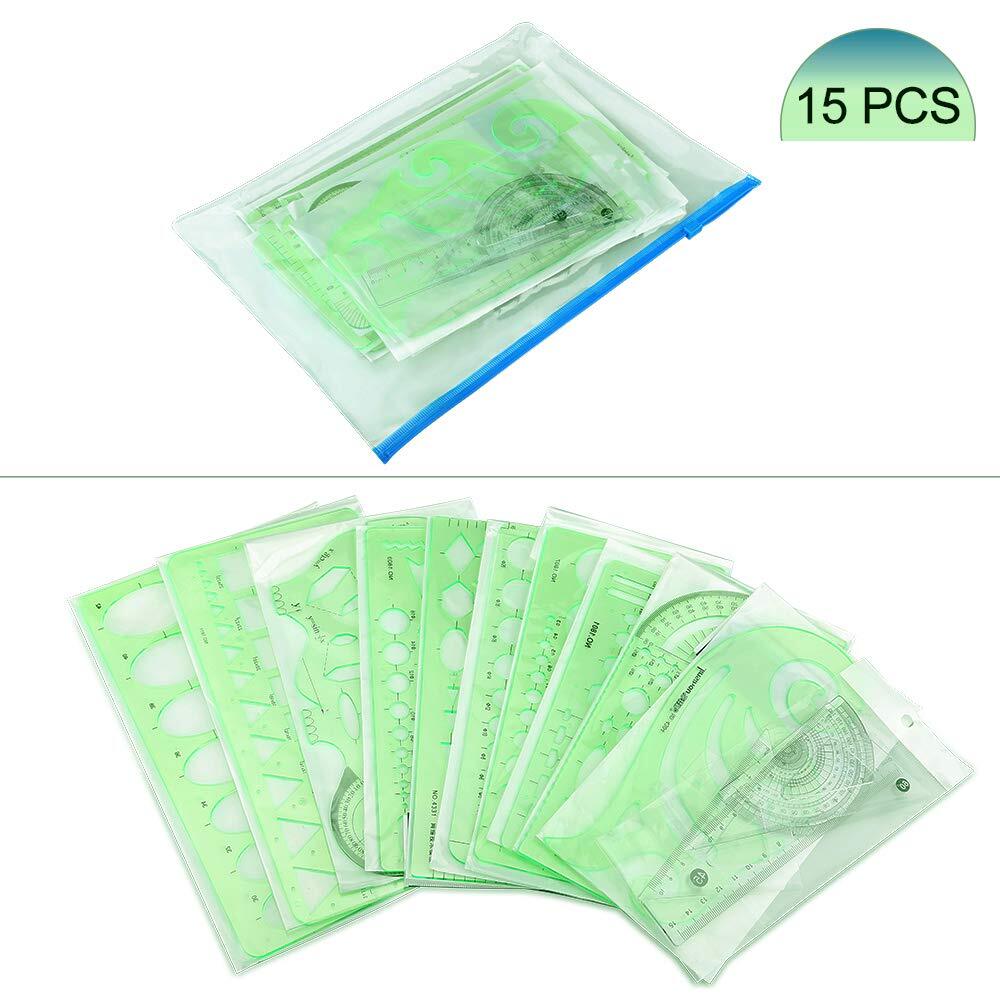 15 Pcs Geometric Stencils Drawing Templates Drafting Tools for Design Building