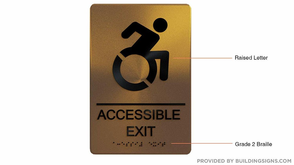 ACCESSIBLE EXIT Sign - Gold(Aluminium, Gold/Black,Size 6X9)-REF24-1027