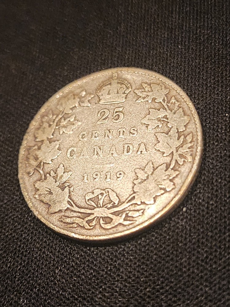 1919 Canada 25 Cents Silver Coin
