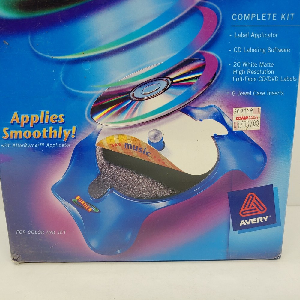 After Burner CD Labeling System PC CD-ROM Software Program 2001 Avery