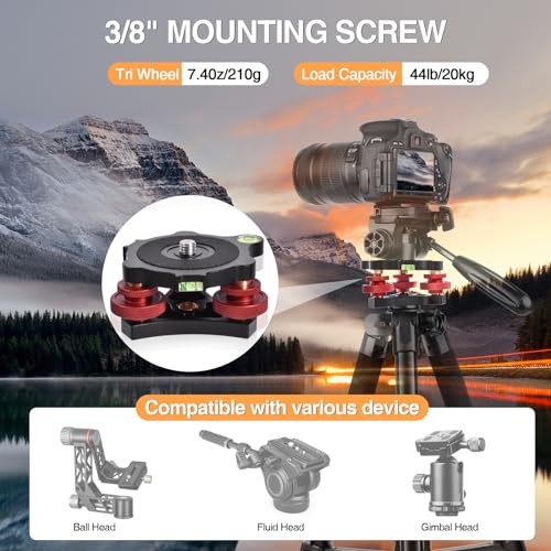Tripod Leveling Base,Camera Head Leveler,3/8”Thread,+/-5°Precise Angle