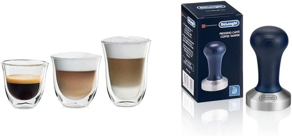 Double Walled Glasses Set (6) & Coffee Tamper for Espresso Lovers