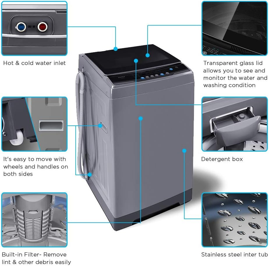 COMFEE’ 1.6 Cu.Ft Portable Washing Machine, 11Lbs Capacity Fully Automatic Compa