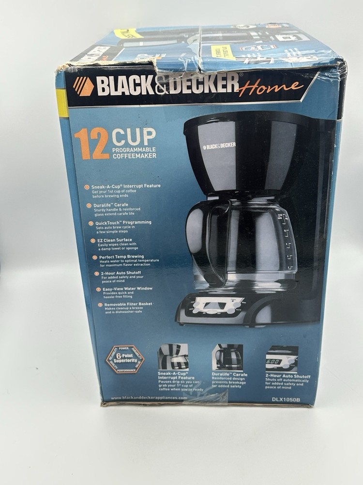 BLACK+DECKER DLX1050B 12-Cup Programmable Coffeemaker, Black