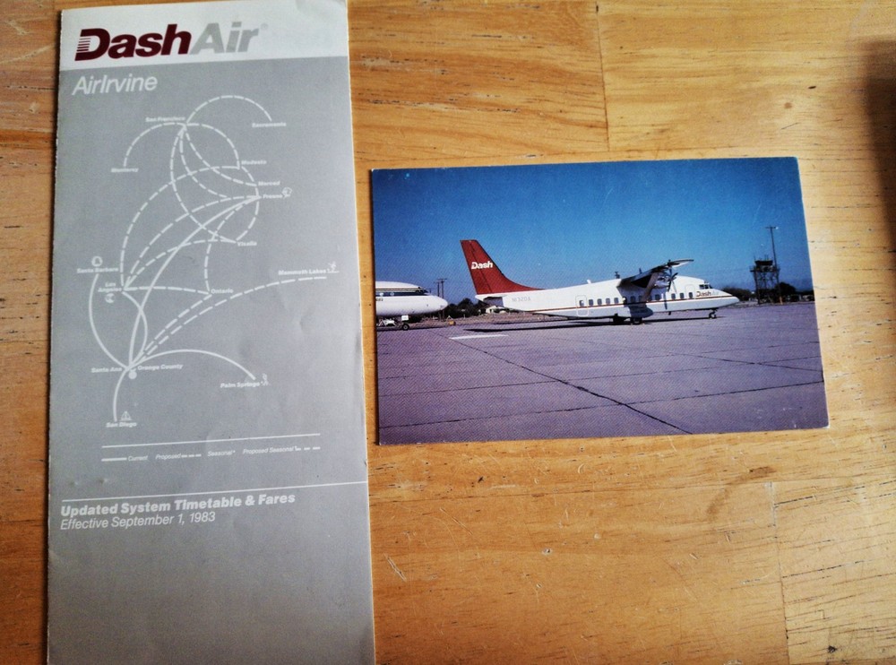 DASH AIR Timetable September 1 1983 +  a DASH AIR Postcard SD3-60