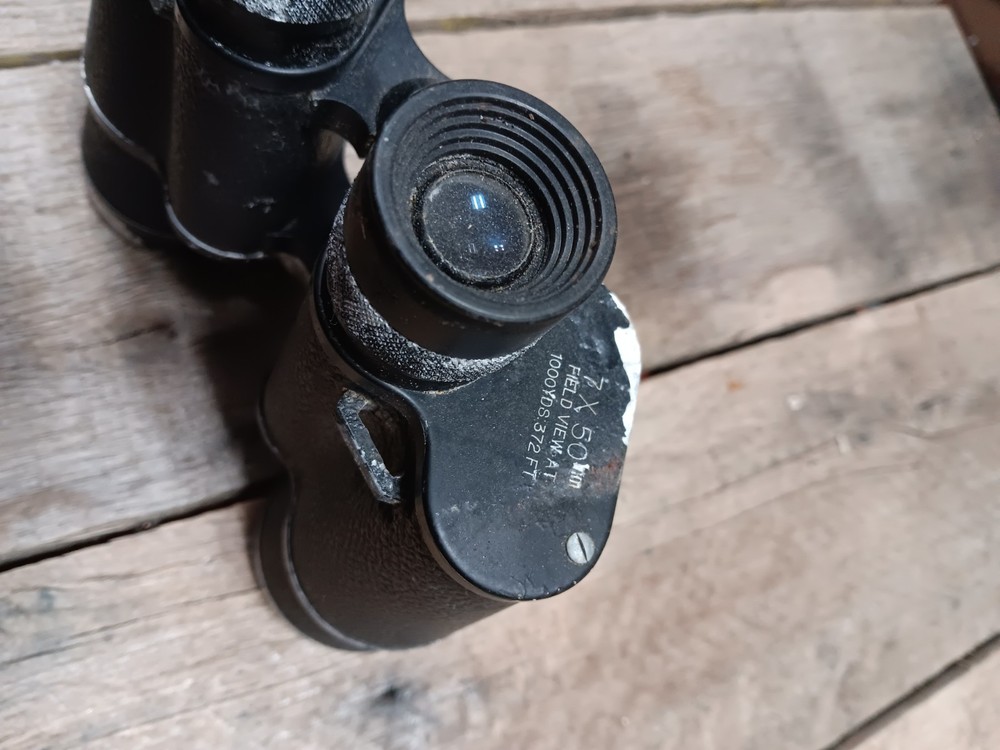 Tasco 7x50 Binoculars, Coated Optics, Vintage Black, Strap Missing