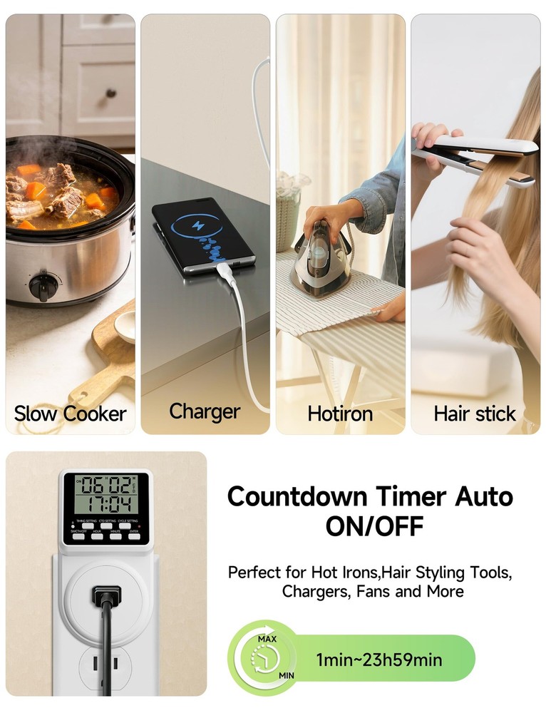 Techbee Digital Infinite Repeat Cycle Intermittent Timer Plug for White