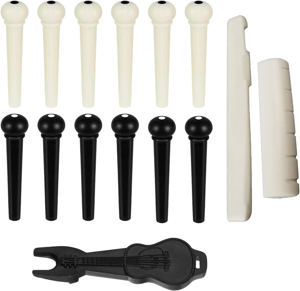 Guitar Bridge Pins 12pc with Puller Remover Saddle