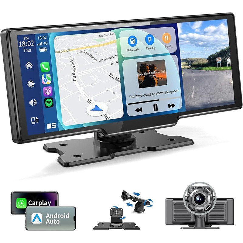 10.3" 4K Dash Car Receiver CarPlay Android GPS Nav Touchscreen Backup Camera