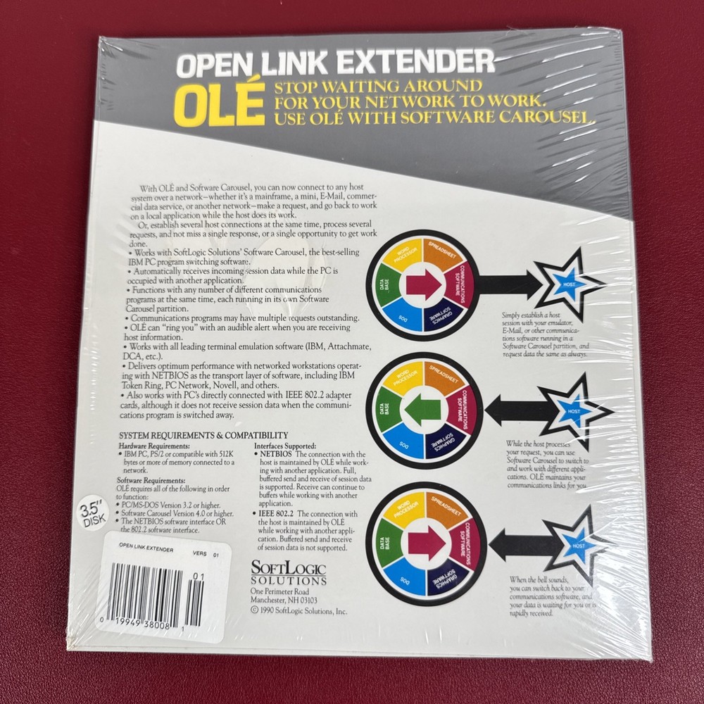 Vintage NOS SOFTLOGIC Solutions: Open Link Extender V01 Software, 3.5 " Disk