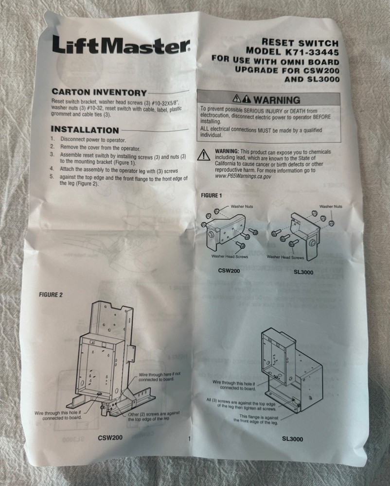 Liftmaster OEM K71-33445 Reset Switch