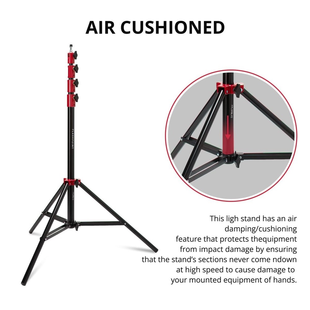 Flashpoint Pro Heavy-Duty Air-Cushioned Light Stand Red, 9.5