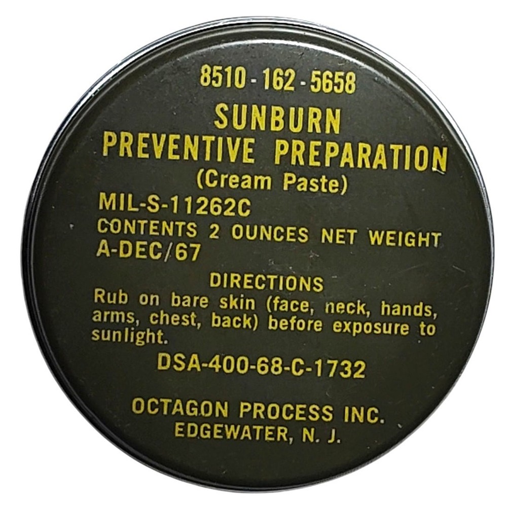 1967 Sunburn Preventive Preparation – Cream Paste – Octagon Process Inc. – 2oz