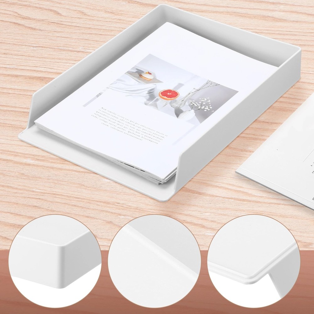 4 Pcs Stackable Desk Organizer Trays Rectangular Plastic Desk Holder Desktop ...