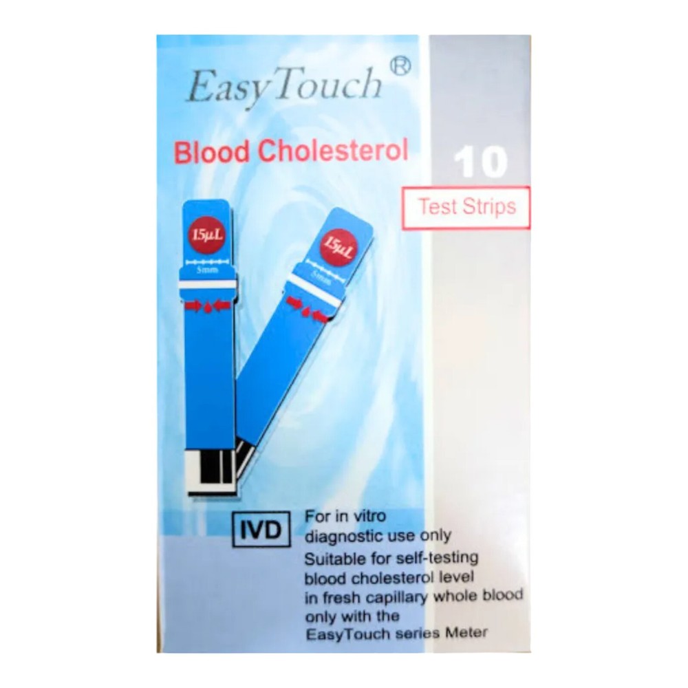 Easy Touch Test Strips For BLOOD CHOLESTEROL Level Check (10 Test Strips)
