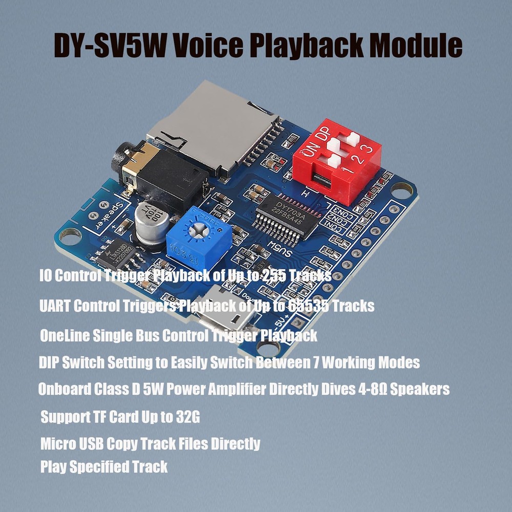 4 PCS DY-SV5W MP3 Voice Playback Module IO Trigger UART Serial Adapter