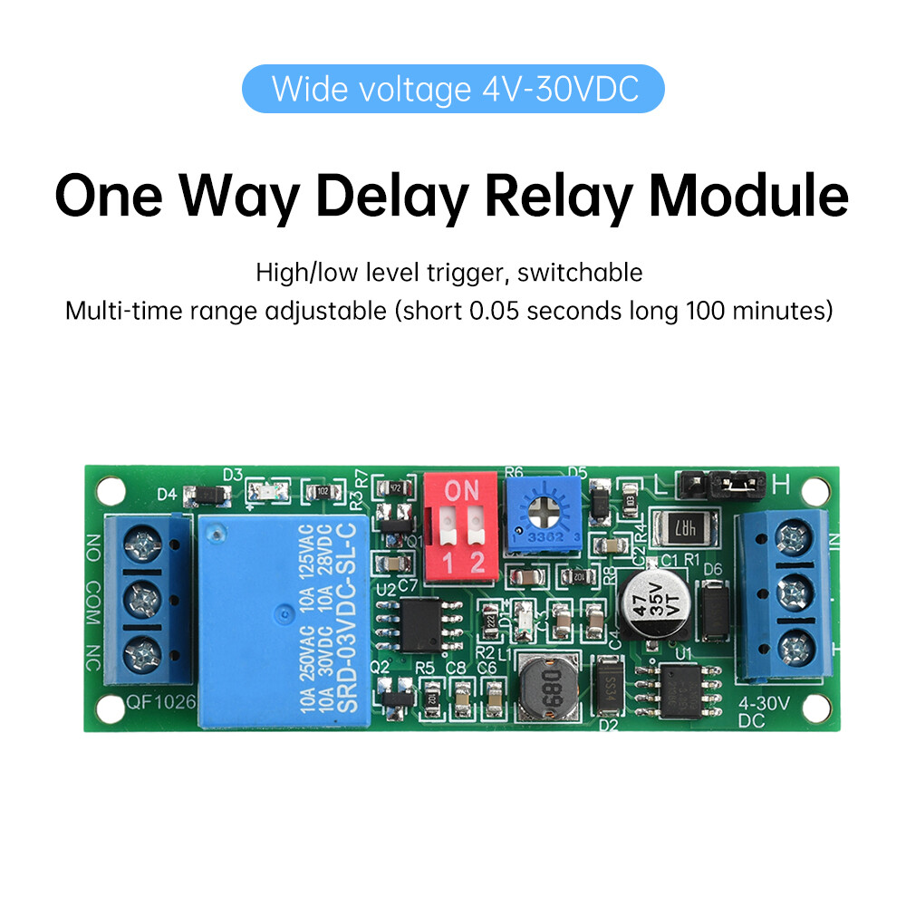 DC 4-30V 1 Way Time Delay Relay Module Adjustable Trigger Delay Switch Module
