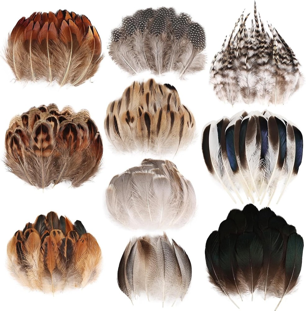 90Pcs Natural Turkey Feathers, Pheasant Feathers, Spotted Feathers, Duck Feather