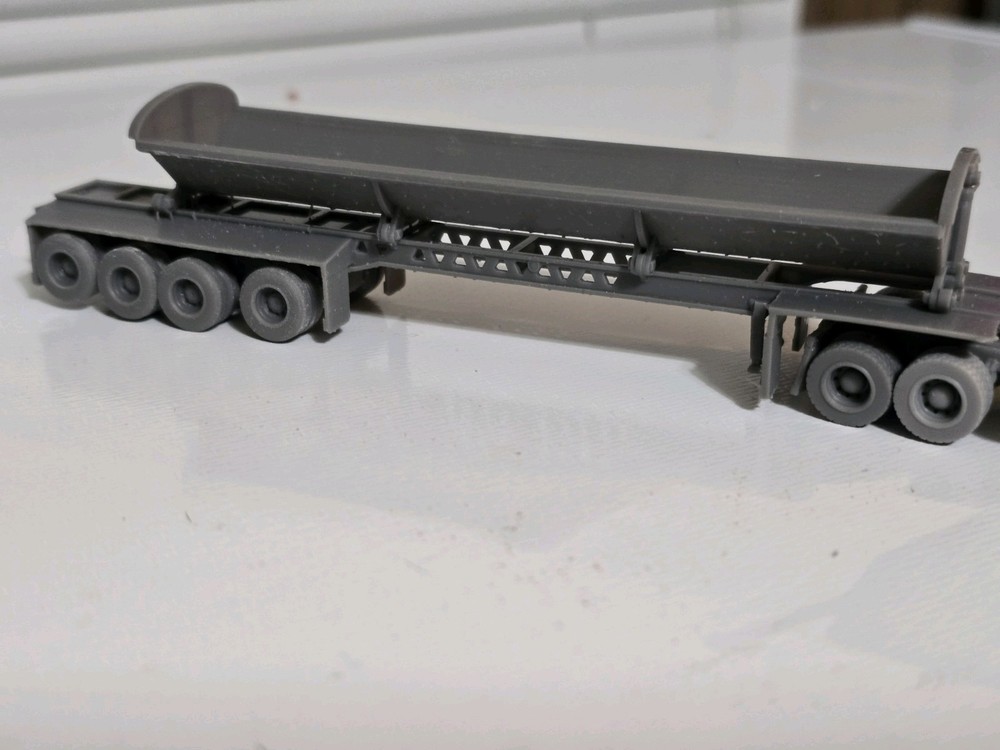 N Scale Side Dump 4 Axle Trailer  Undecorated Kit 3d Printed