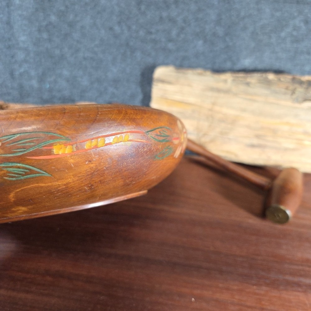 Vintage Wooden Nut Bowl Set with Nutcracker