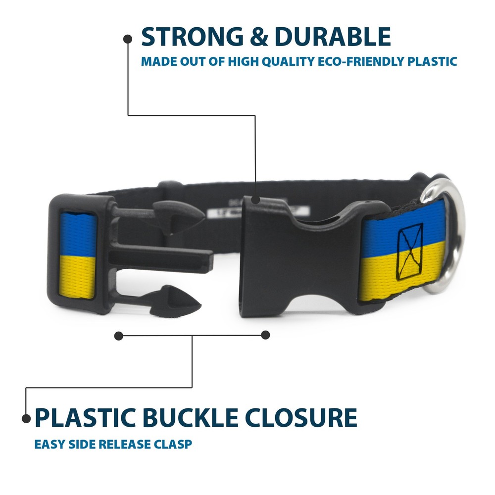 Plastic Clip Collar Ukraine Flag Continuous Medium 11-16.5"