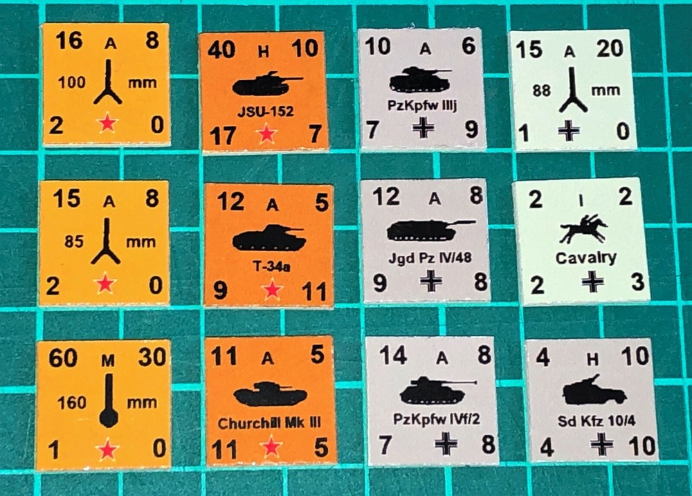 PanzerBlitz Unofficial guide counters set (of 108), for Avalon Hill Panzer Blitz