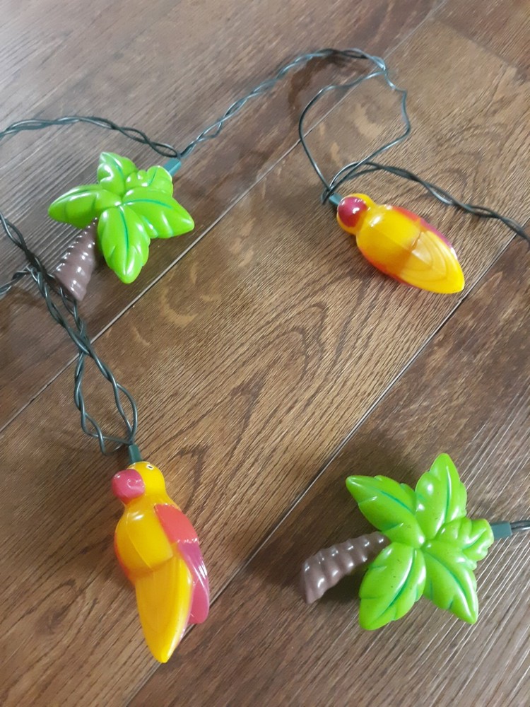 Tiki Palm Tree Parrot Birds Patio String Lights