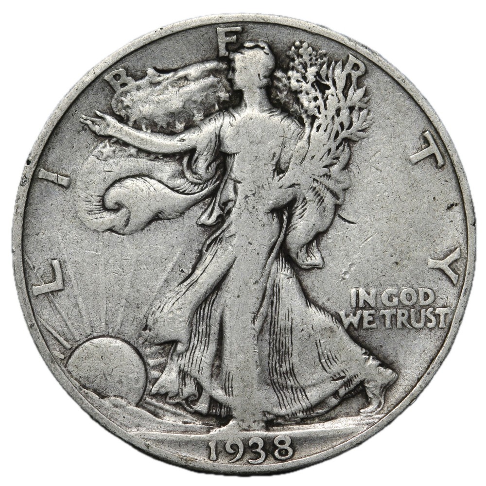 1938-D Walking Liberty Half Dollar In VG/FINE Condition