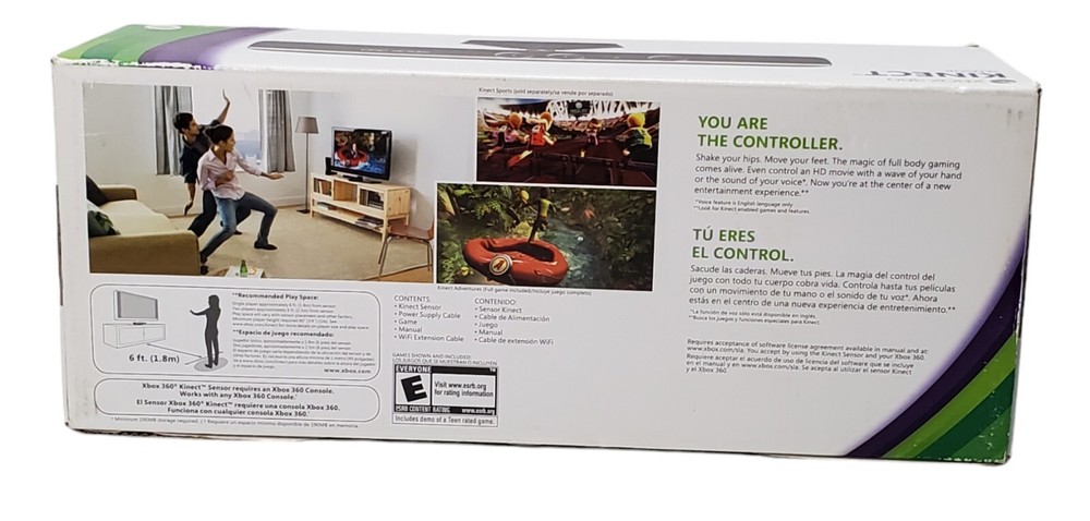 Xbox 360 Kinect Sensor Camera Bundle with Kinect Adventures Complete In Box CIB