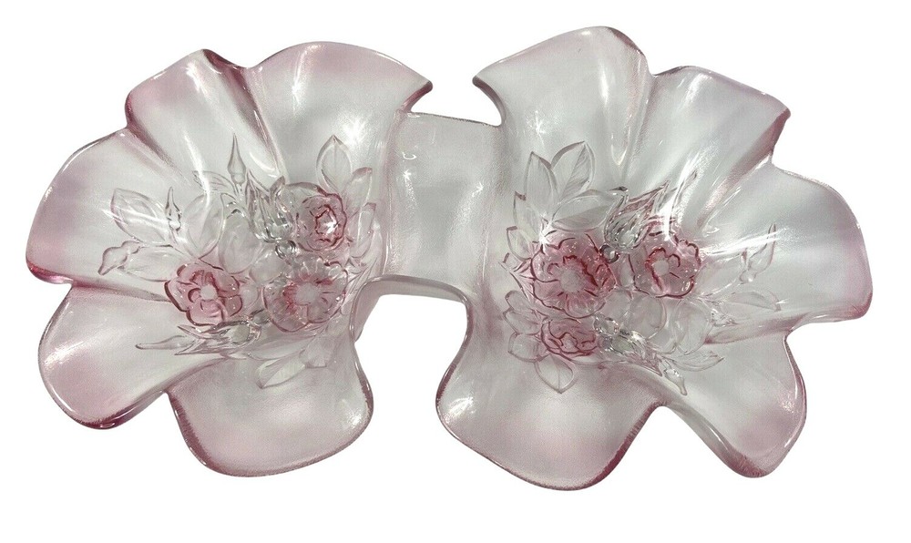 Fine Crystal Venezia Cherry Blossom Ruffled Edge Candy Dish Studio Silversmiths