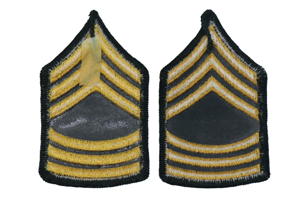 Vietnam Era US Army Master Sergeant Green Stripes Patch Pair Uniform