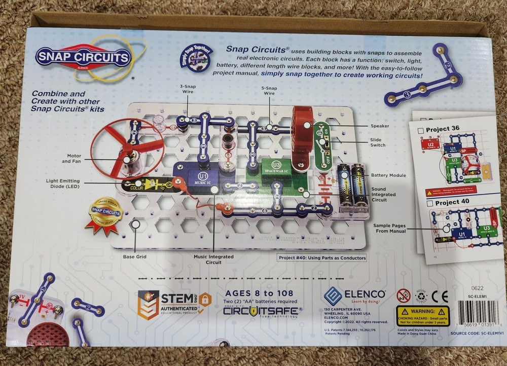 Snap Circuits Elements 140 Electronics Circut Kit - barley used