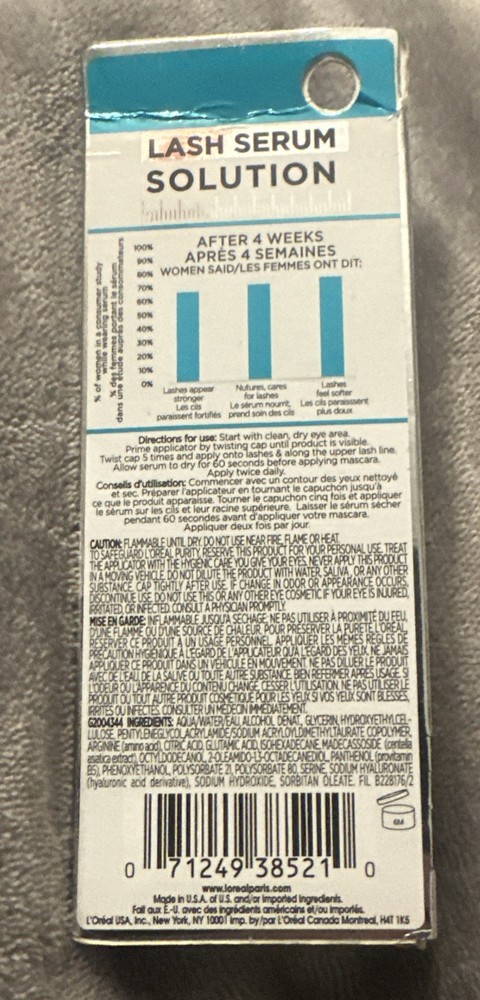 L'oreal Lash Serum Solutions Lash Caring Complex Thicker Lashes 0.05oz Each