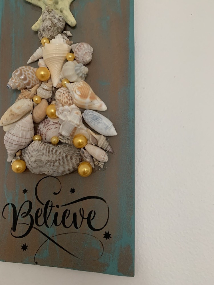 12”x6” Shell Tree Wall Art For Decor Beautiful!! 12”x6” Believe!!