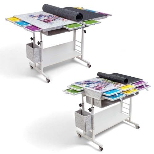 2000 Piece Foldable Felt Jigsaw Puzzle Table with Height Adjustment & 8 Trays